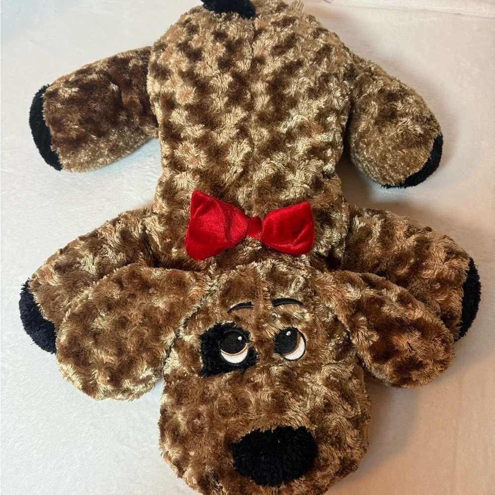 Cute Plush Toy Dog with Red Bow